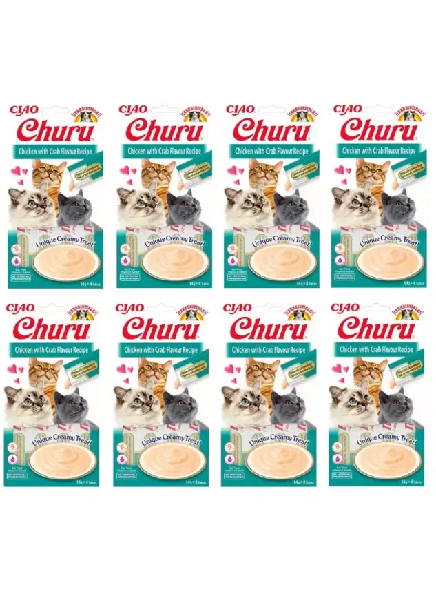 Churu Cream Tavuklu ve Yengeçli Kedi Ödül Kreması 4x8 Paket - 1