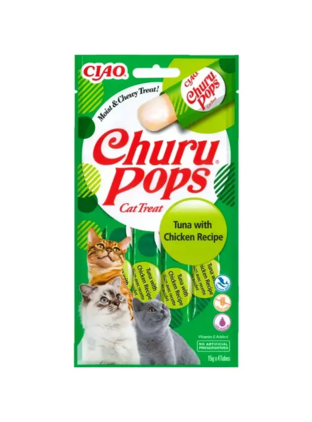 Churu Pops Ton Balıklı ve Tavuklu Kedi Ödül Kreması 4x15 GR. - 1
