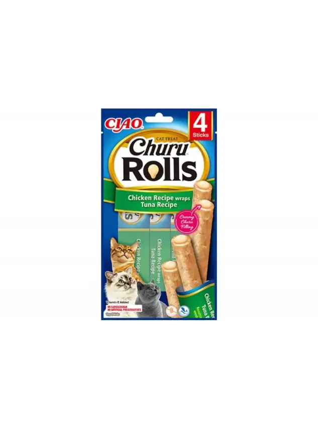 Churu Rols Sticks Tavuk Sargılı ve Ton Balıklı Kedi Ödül Maması 4x10 GR. - 1