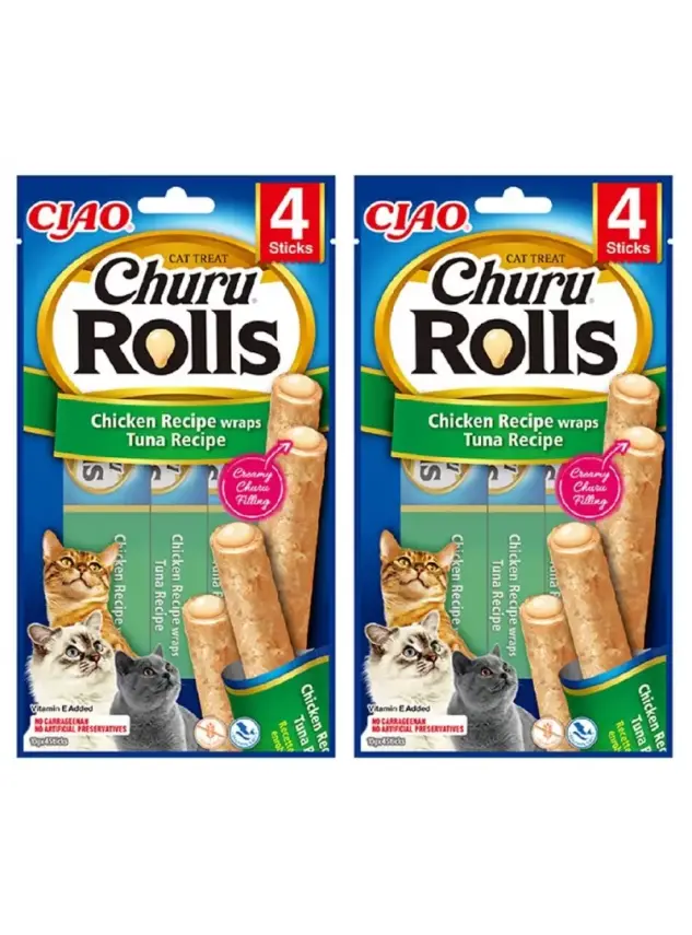 Churu Rols Sticks Tavuk ve Ton Balıklı Kedi Ödül Maması 4x2 Adet - 1