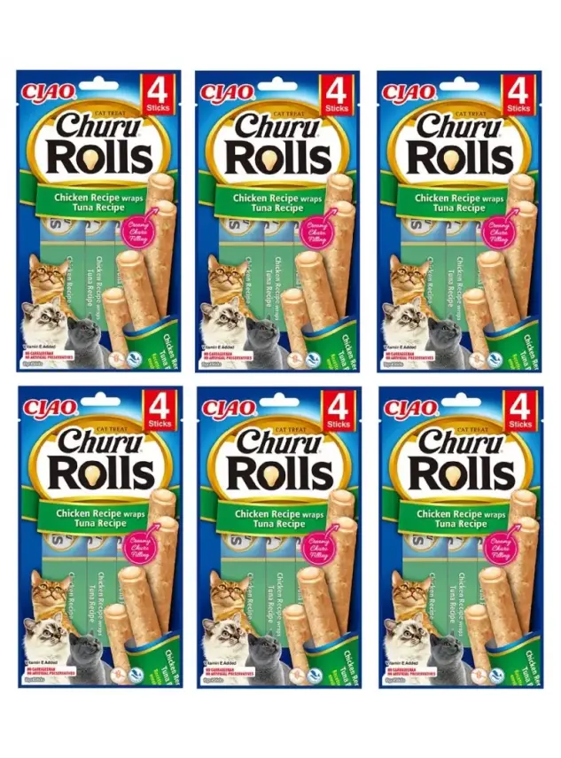 Churu Rols Sticks Tavuk ve Ton Balıklı Kedi Ödül Maması 4x6 Adet - 1