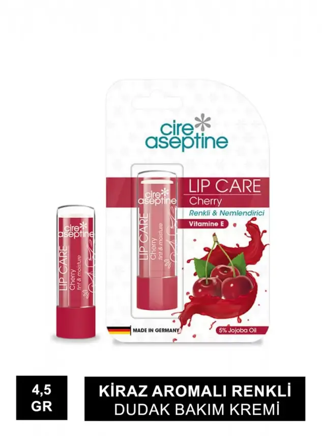 Cire Aseptine Kiraz Aromalı Renkli Dudak Bakım Kremi 4,5gr - 1