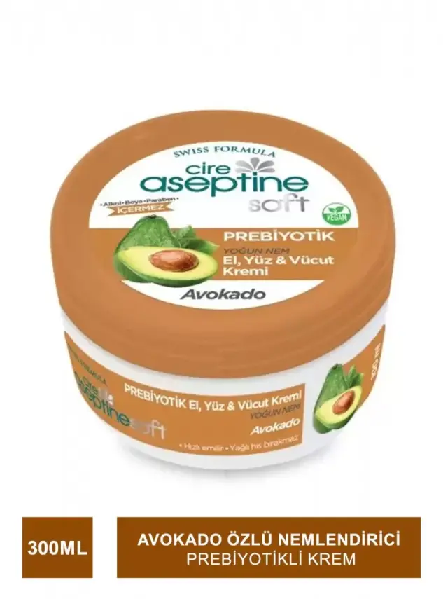 Cire Aseptine Soft Avokado Özlü Yoğun Nemlendirici Prebiyotikli Krem 300 ml - 1