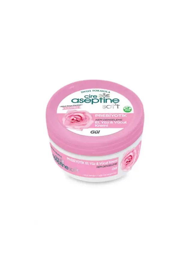 Cire Aseptine Soft Gül Özlü Nem Dengeleyici ve Besleyici Prebiyotikli Krem 200 ml - 1