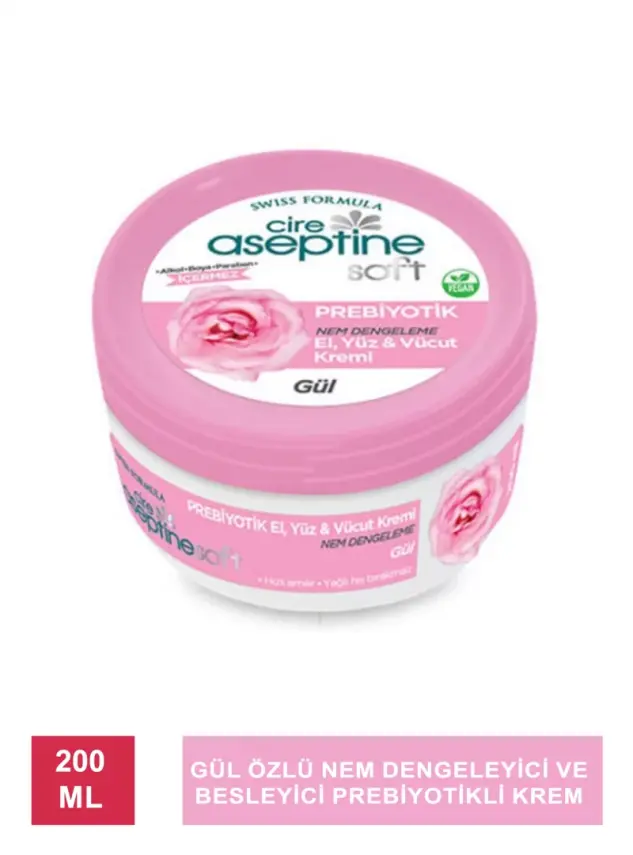 Cire Aseptine Soft Gül Özlü Nem Dengeleyici ve Besleyici Prebiyotikli Krem 200 ml - 2