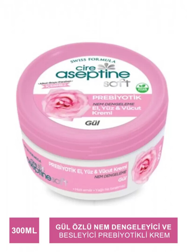 Cire Aseptine Soft Gül Özlü Nem Dengeleyici ve Besleyici Prebiyotikli Krem 300 ml - Cire Aseptine