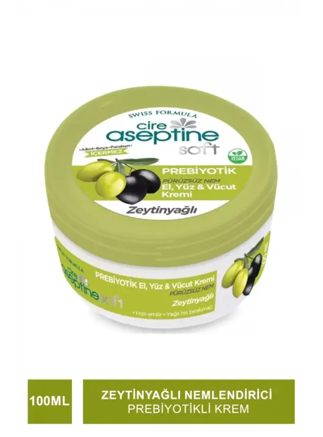 Cire Aseptine Soft Zeytinyağlı Nemlendirici Pürüzsüzleştirici Prebiyotikli Krem 100 ml - 1