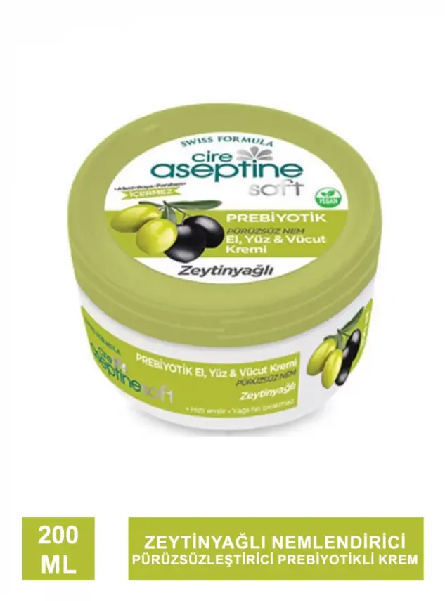 Cire Aseptine Soft Zeytinyağlı Nemlendirici Pürüzsüzleştirici Prebiyotikli Krem 200 ml - 1