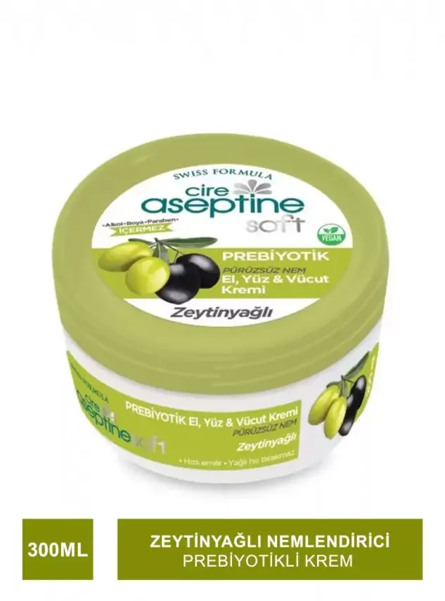 Cire Aseptine Soft Zeytinyağlı Nemlendirici Pürüzsüzleştirici Prebiyotikli Krem 300 ml - 1
