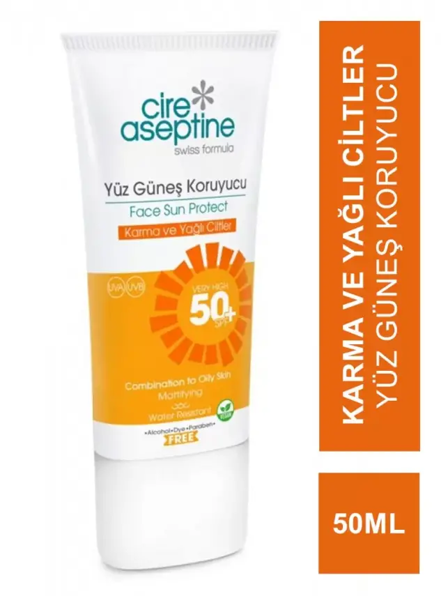 Cire Aseptine Sun Yüz Güneş Koruyucu Spf50+ Karma ve Yağlı Ciltler 50 ml - 1