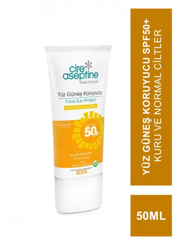 Cire Aseptine Sun Yüz Güneş Koruyucu Spf50+ Kuru ve Normal Ciltler 50 ml - 1