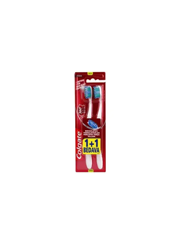 Colgate 360 Derece Optik Beyaz Diş Fırçası Orta 1+1 Hediye - 1