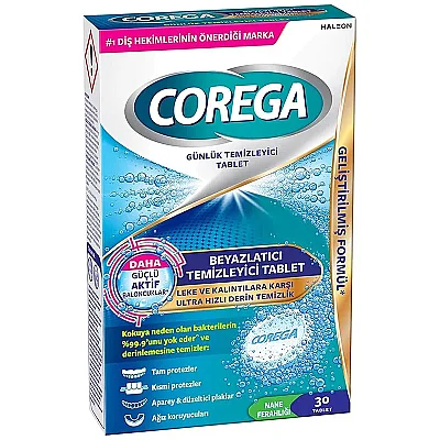 Corega Diş Protezi Beyazlatıcı Temizleyici 30 Tablet - Corega