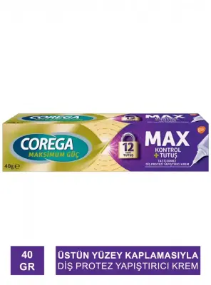 Corega Maximum Kontrol+Tutuş Diş Protezi Yapıştırıcı Krem 40 gr - Corega