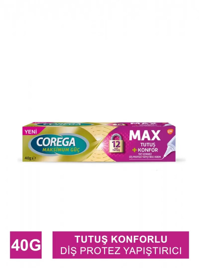 Corega Maximum Tutuş+Konfor Diş Protezi Yapıştırıcı Krem 40 gr - Corega