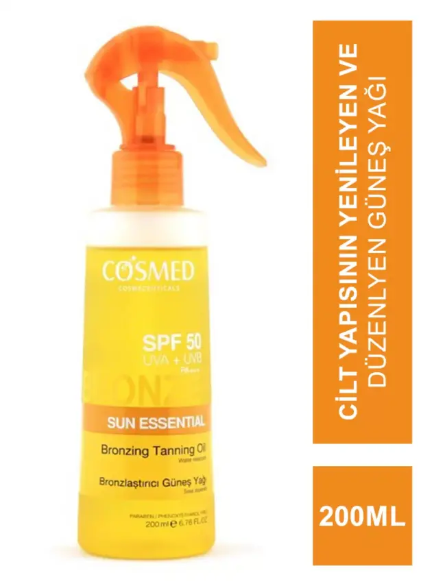 Cosmed Sun Essential SPF 50+ Bronzing Tanning Oil 200 ml Bronzlaştırıcı Güneş Yağı - 1