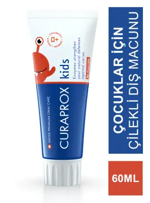 Curaprox Kids Florürsüz Çilek Aromalı Diş Macunu 60 ml - Curaprox