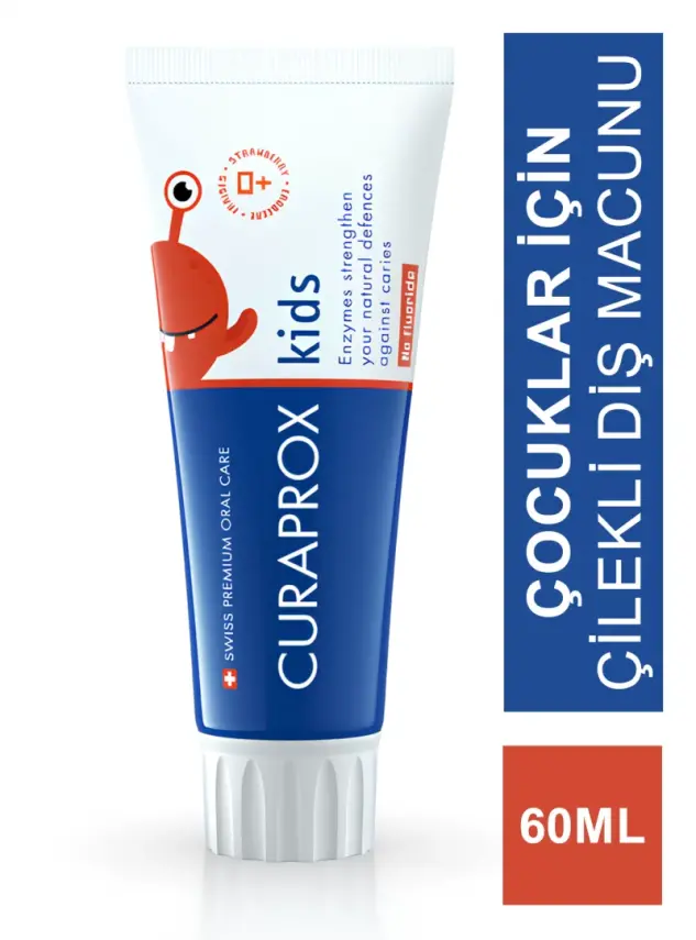 Curaprox Kids Florürsüz Çilek Aromalı Diş Macunu 60 ml - 1