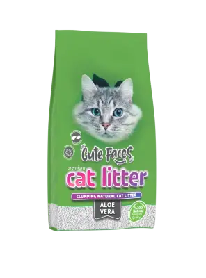 Cute Faces Aloe Vera Kokulu Topaklanan İnce Taneli Kedi Kumu 10L. - Cute Faces