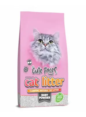 Cute Faces Pudra Kokulu Topaklanan İnce Taneli Kedi Kumu 10L. - Cute Faces