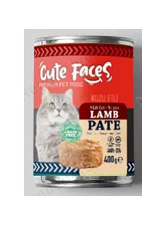 Cute Faces Tahılsız Pate Kuzu Etli Yetişkin Kedi Konserve 400 gr - Cute Faces