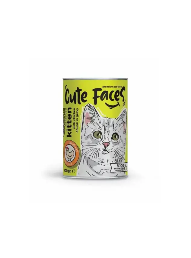 Cute Faces Tavuk Parça Etli Soslu Yavru Kedi Konservesi 400 Gr - 1
