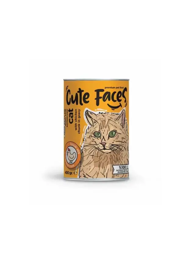 Cute Faces Tavuk Parça Etli Soslu Yetişkin Kedi Konservesi 400 Gr - 1