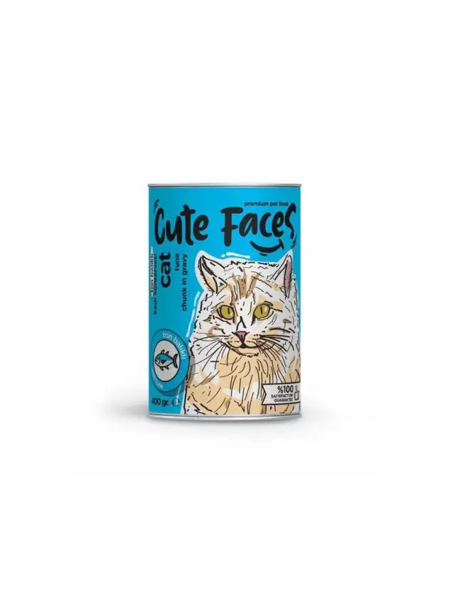 Cute Faces Ton Balıklı Parça Etli Soslu Yetişkin Kedi Konservesi 400 Gr - 1
