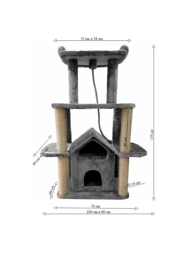 Daisy Kedi Evi ve Tırmalama TOWER PALACE Modeli BEJ - 1