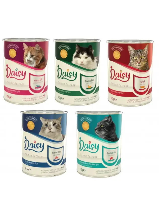 Daisy Premium Karışık Kuzu-Tavuk-Biftek-Somonlu Kedi Konservesi 5x400 Gr - 1