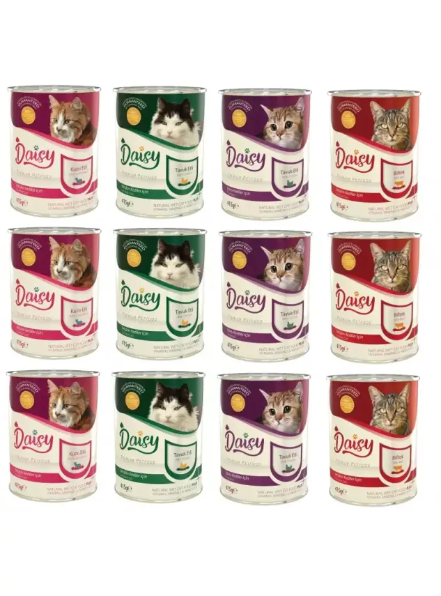 Daisy Premium Mix Biftekli Kuzu Etli Tavuk Etli Kedi Konservesi 12 Adet 400 Gr - 1