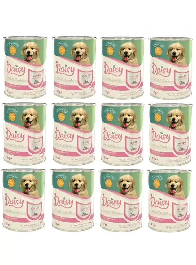 Daisy Premium Pet Kuzu Etli Yavru Köpek Maması Konservesi 24 Adet 400 Gr - 1