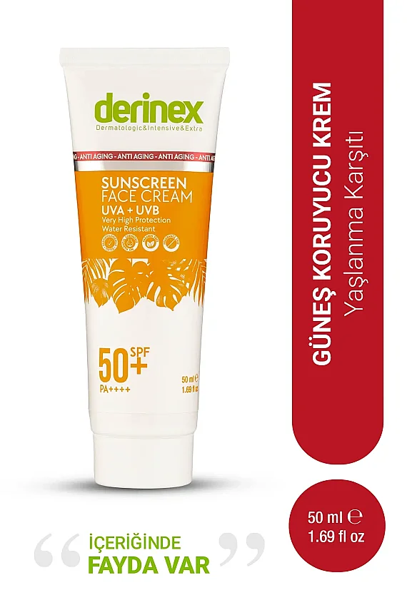 Derinex Yaşlanma Karşıtı SPF 50+ Güneş Koruyucu Krem 50 ml - 1
