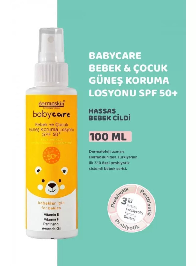 Dermoskin Babycare Bebek ve Çocuk Güneş Koruma Losyonu - Spf50+ - 100 ml - Dermoskin