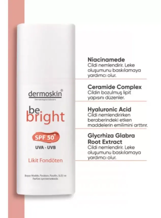 Dermoskin Be Bright SPF50+ Likit Fondöten 33ml - Light - 2