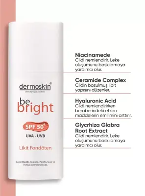 Dermoskin Be Bright SPF50+ Likit Fondöten 33ml - Medium - 2
