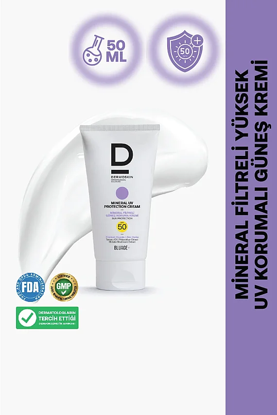 Dermoskin Bluage+ SPF50+ Mineral Filtreli Güneş Koruma Kremi 50 ml - 1