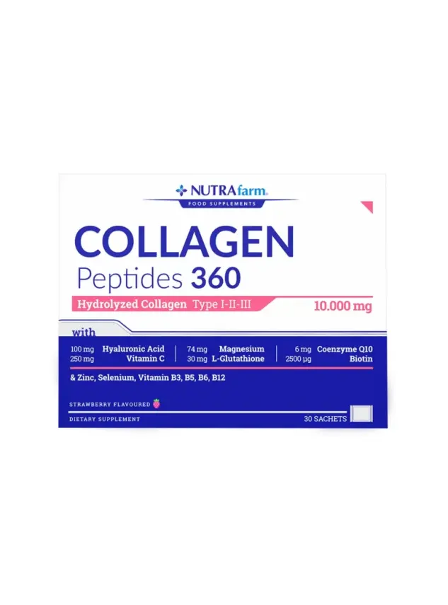 Dermoskin NutraFarm Collagen Peptides 360 Tip 1-2-3 Çilek Aromalı 30 Saşe - 1
