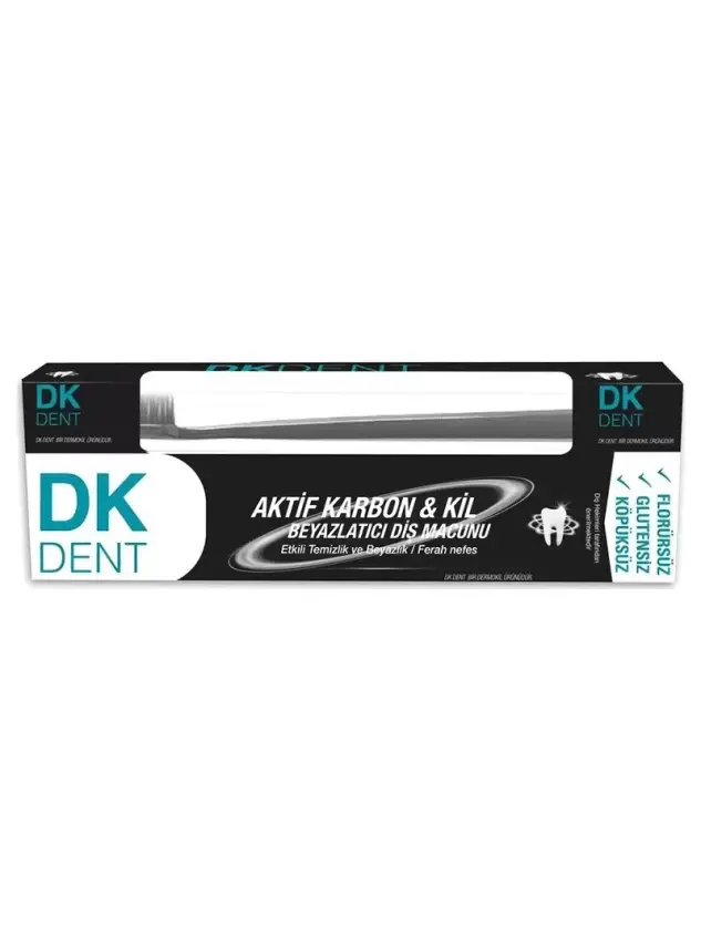 Dkdent Aktif Karbon & Kil Beyazlatıcı Diş Macunu 75 ml -Diş Fırçası Hediyeli- - 1