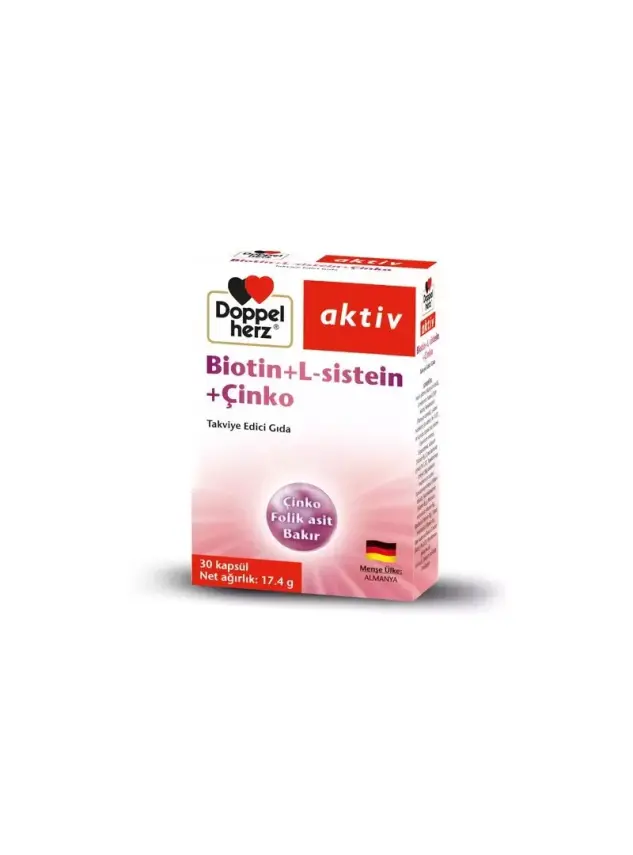 Doppel Herz Aktiv Biotin + L-sistein + Çinko 30 Kapsül - 1