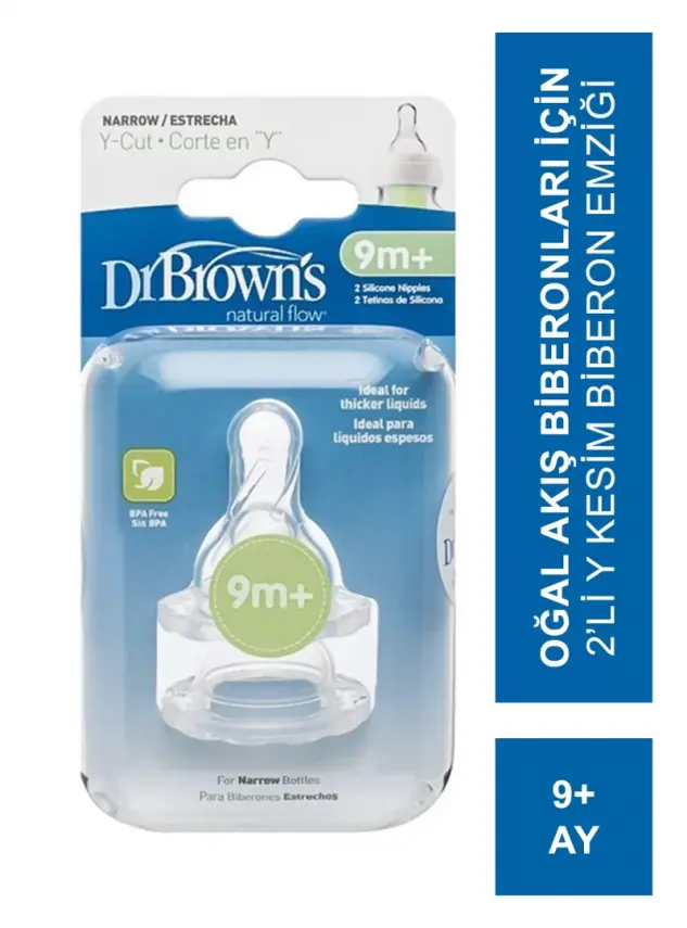 Dr. Brown's Dar Ağız Y Kesim Biberon Emziği 9Ay+ - 1