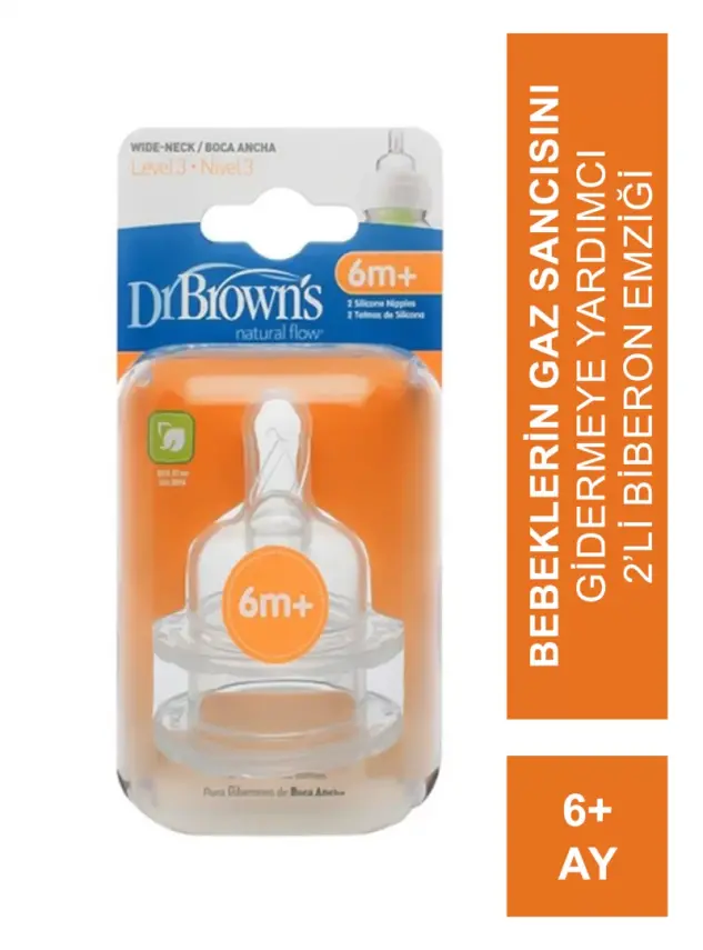 Dr Browns 2 li Geniş Ağız No3 Biberon Emziği Yedek Hızlı Akış - 1