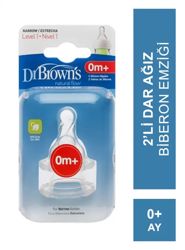 Dr Browns Biberon Emziği Dar Ağız 1. Aşama 302 -2 Adet- - 1