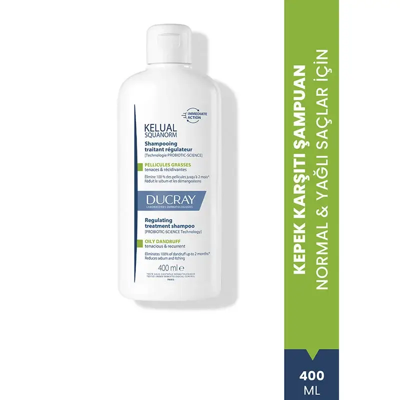 Ducray Kelual Squanorm Normal ve Yağlı Saçlar İçin Kepek Karşıtı Şampuan 400 ml - 1
