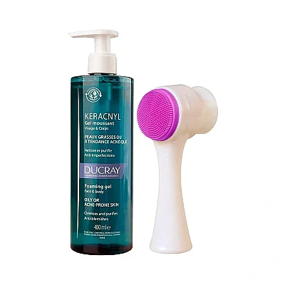 OUTLET - Ducray Keracnyl Gel Moussant Cilt Temizleme Fırça Hediyeli 400 ml - Ducray