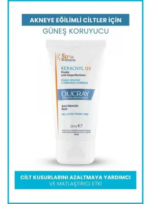 OUTLET - Ducray Keracnyl UV SPF50+ Yağlı ve Akneye Eğilimli Ciltler İçin Güneş Koruyucu 50ml - Ducray