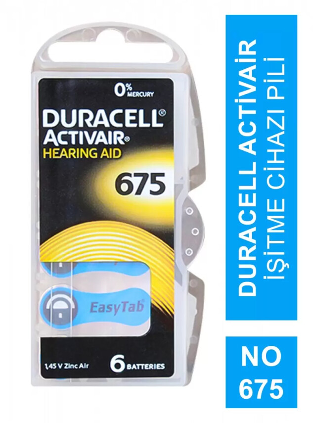 Duracell Activair İşitme Cihazı Pili 6'lı No: 675 - Duracell