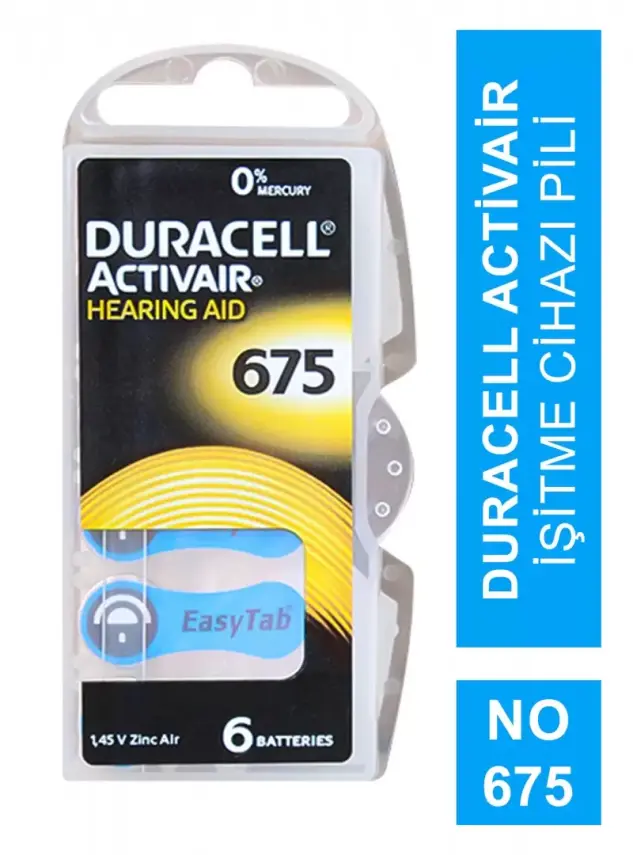 Duracell Activair İşitme Cihazı Pili 6'lı No: 675 - 1