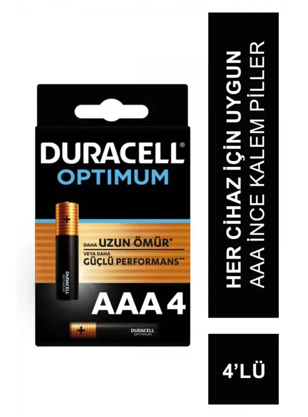 Duracell Optimum Alkalin AAA İnce Kalem Piller 4’lü Paket - 2