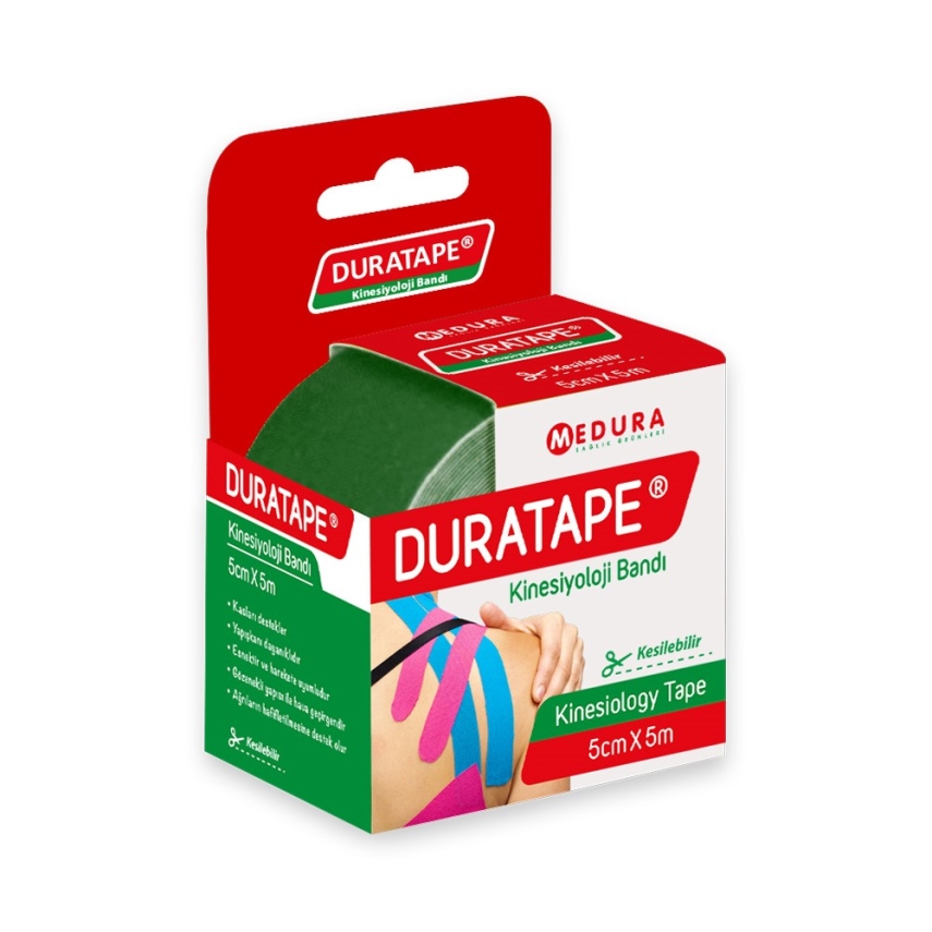 Duratape Kinesioloji Bandı Yeşil 5 cm x 5 m - 1